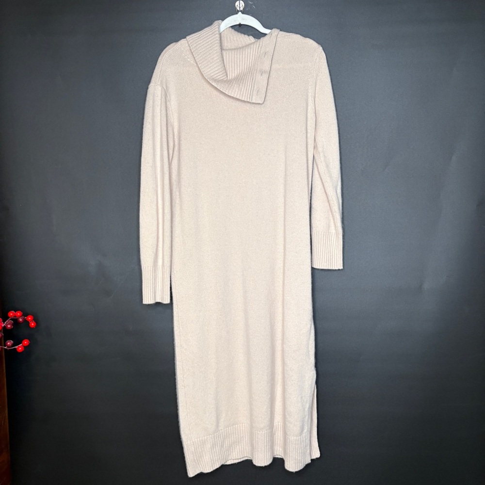 Max Mara Wool Cashmere Beige Collared Sweater Dress Size Medium